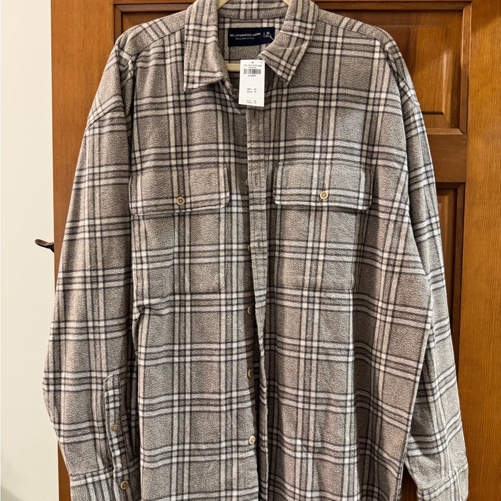 NWT Abercrombie & Fitch Men's Black and White Plaid Shirt Jacket